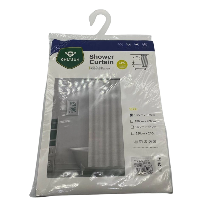 CORTINA DE DUCHA BLANCA 100% POLIE STER CON TRATAMIENTO IMPERMEABLE - INCLUYE GANCHOS - 4
