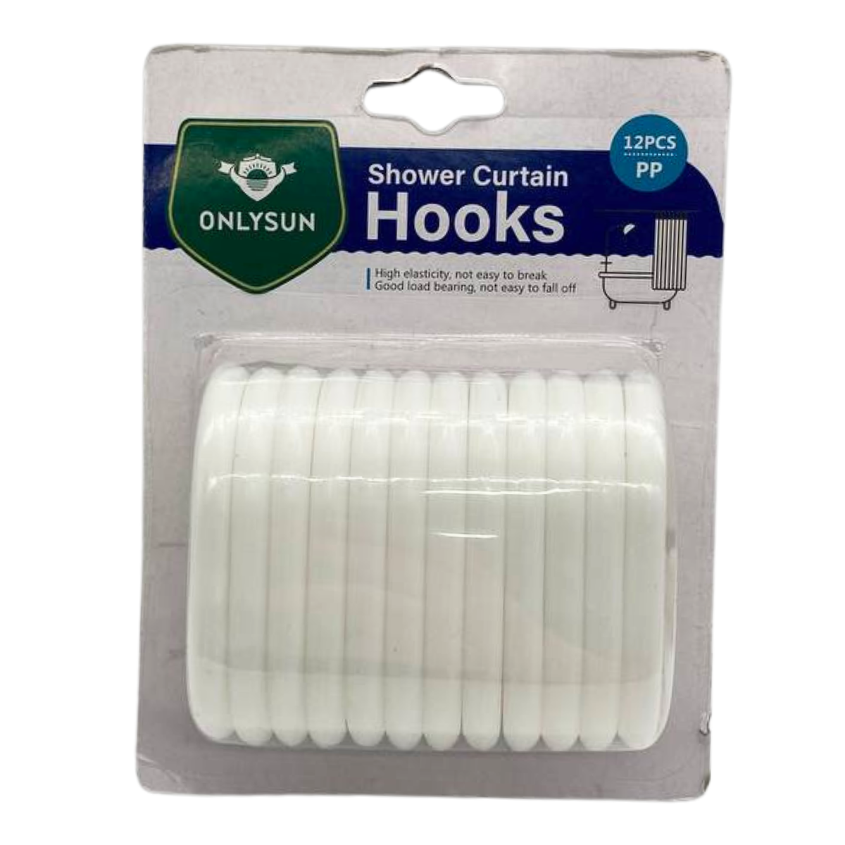 SET DE 12 GANCHOS PARA CORTINA DE BAÑO BLANCO - 2