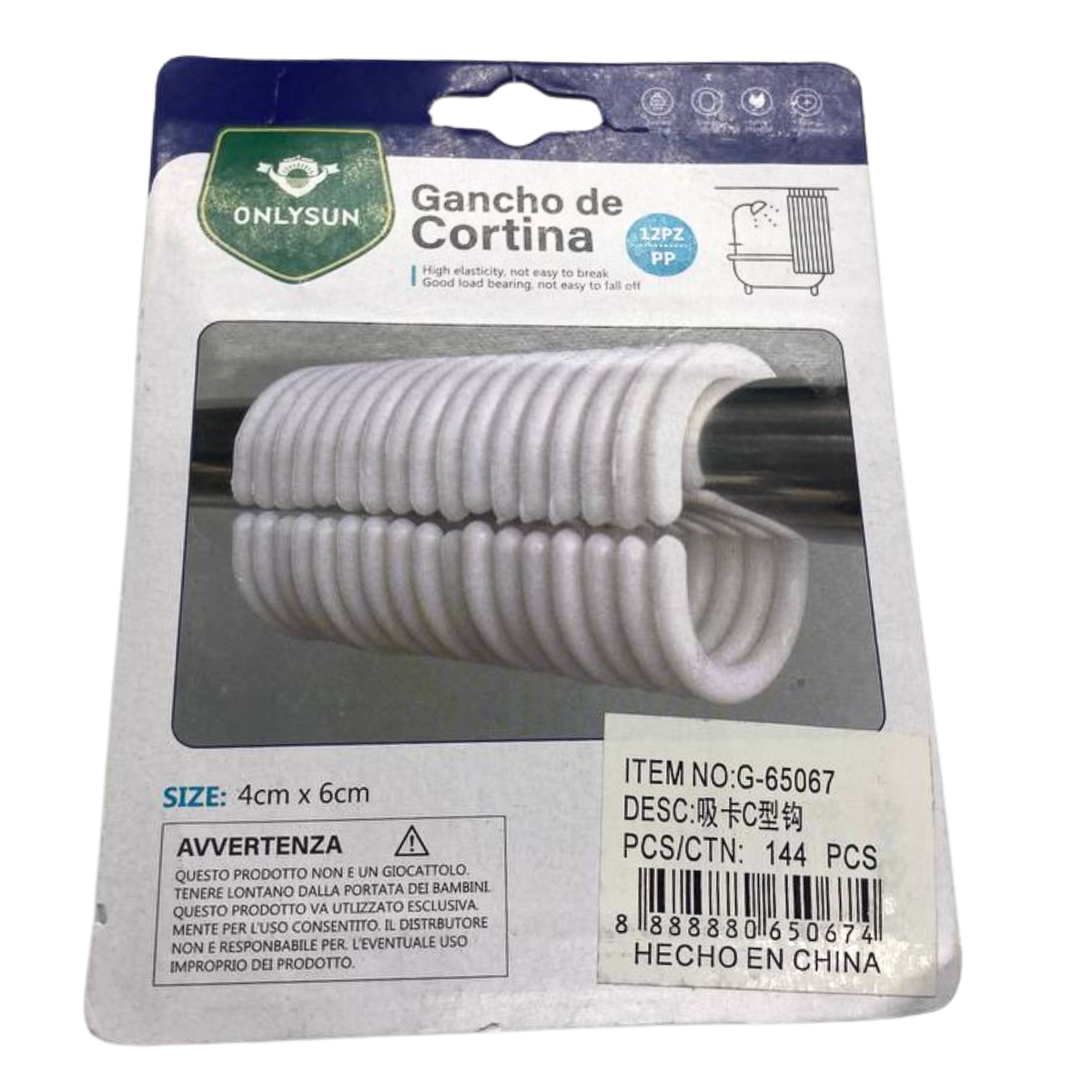 SET DE 12 GANCHOS PARA CORTINA DE BAÑO BLANCO - 3