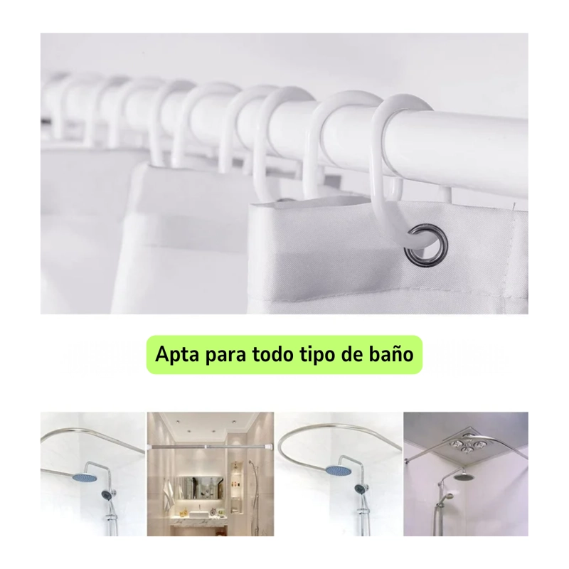 SET DE 12 GANCHOS PARA CORTINA DE BAÑO BLANCO - 6