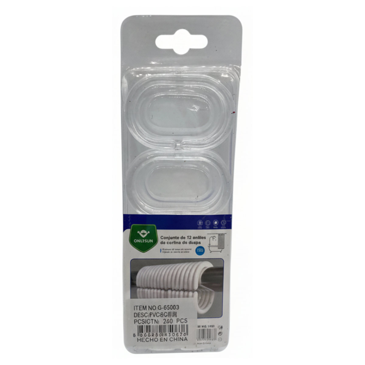 SET DE 12 GANCHOS PARA CORTINA DE BAÑO TRANSPARENTE - 2