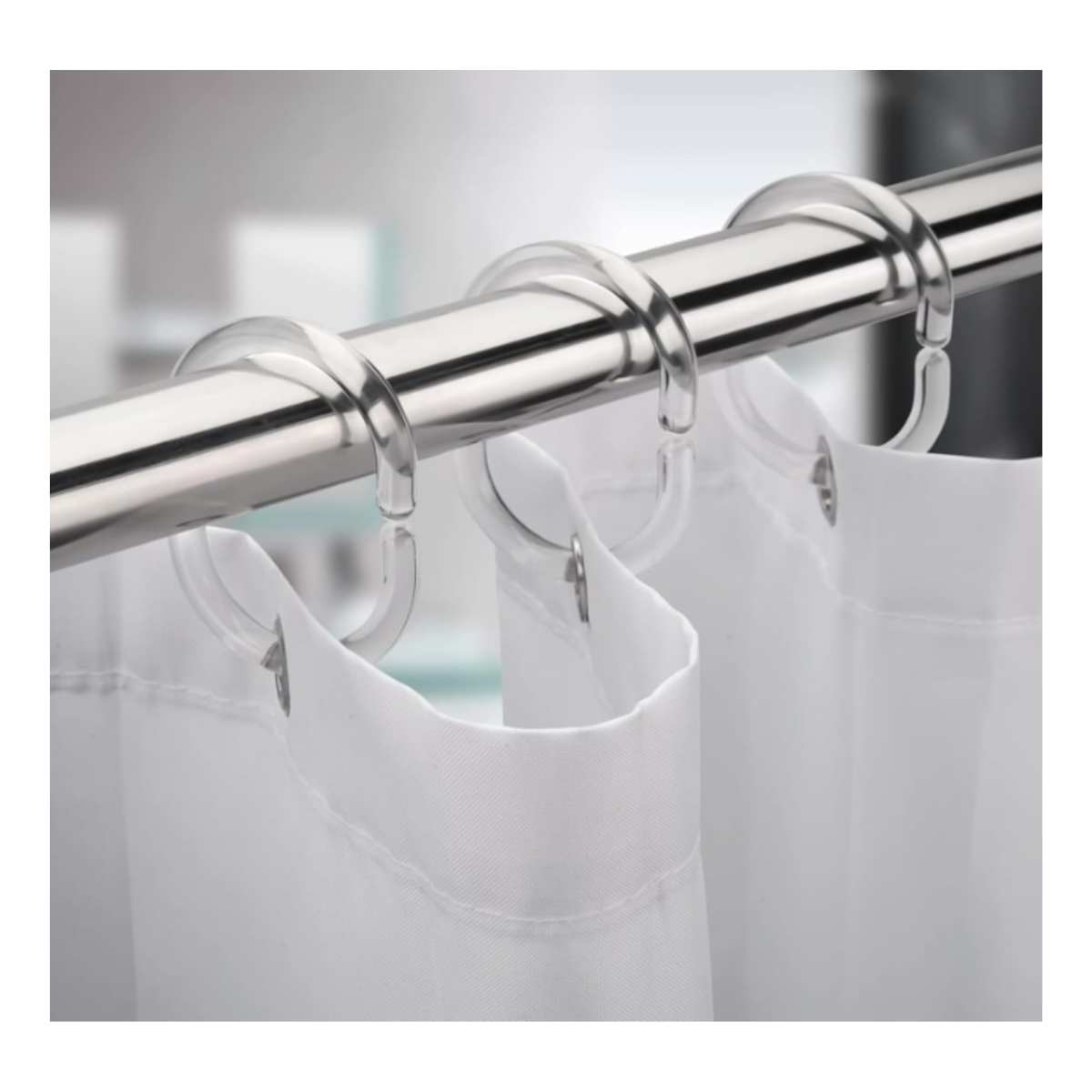 SET DE 12 GANCHOS PARA CORTINA DE BAÑO TRANSPARENTE - 7
