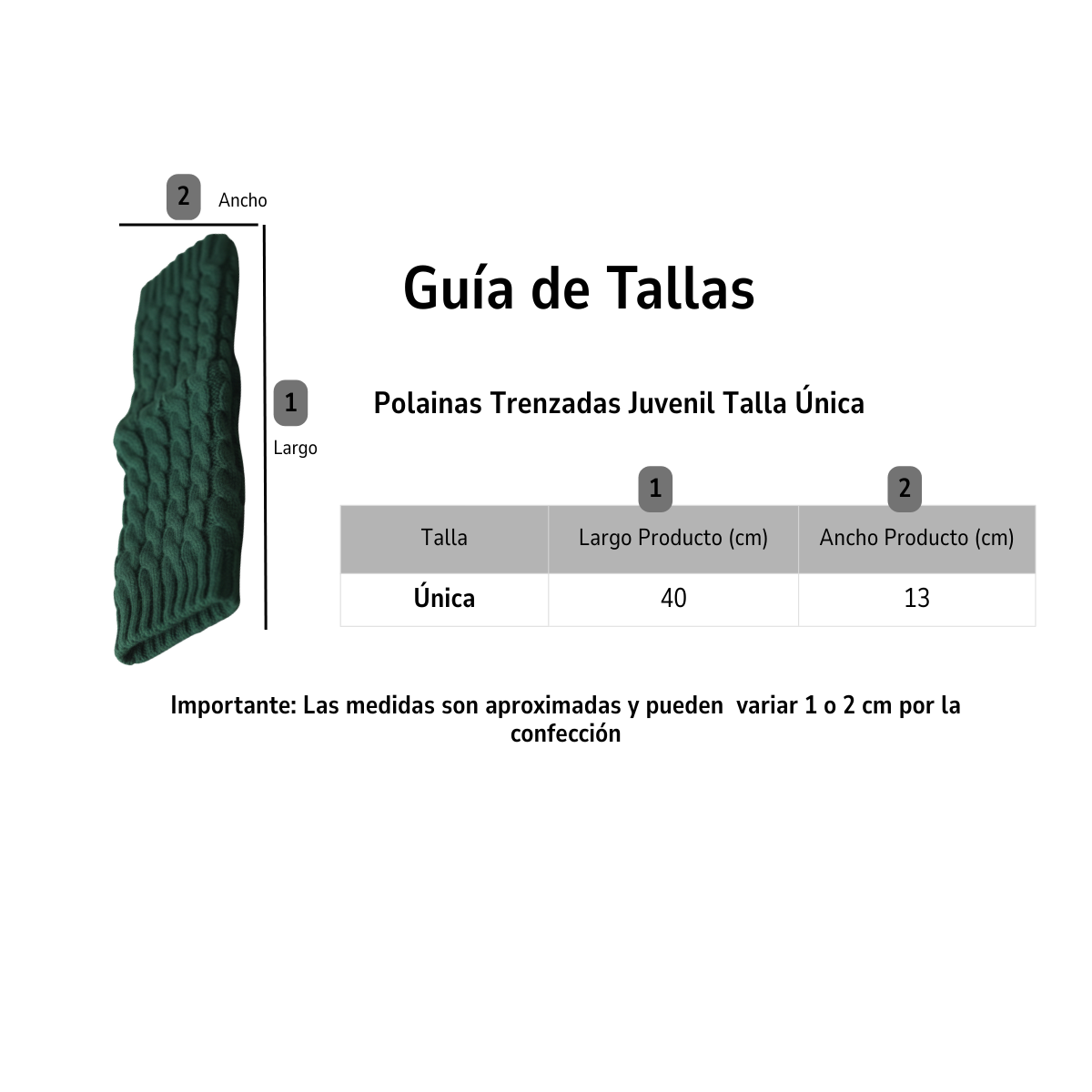 POLAINAS CALENTADORES TEJIDO TRENZADO COLORES VARIADOS MUJER NIÑA ELEGANTE 100% LANA - 4