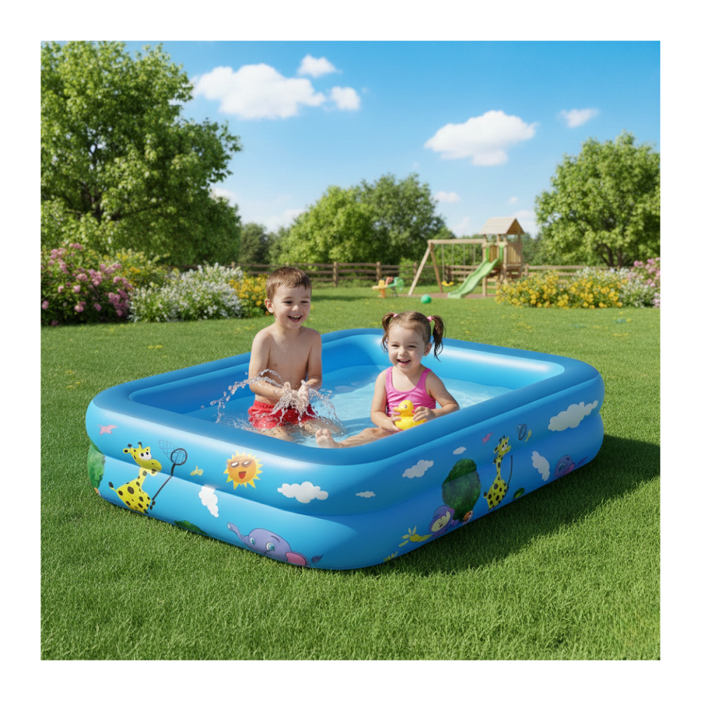 PISCINA INFLABLE RECTANGULAR ACOLCHADA PEQUEÑA NIÑOS VERANO - 1