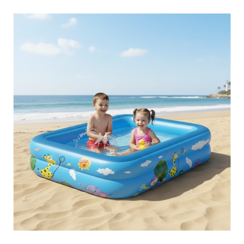 PISCINA INFLABLE RECTANGULAR ACOLCHADA PEQUEÑA NIÑOS VERANO - 4