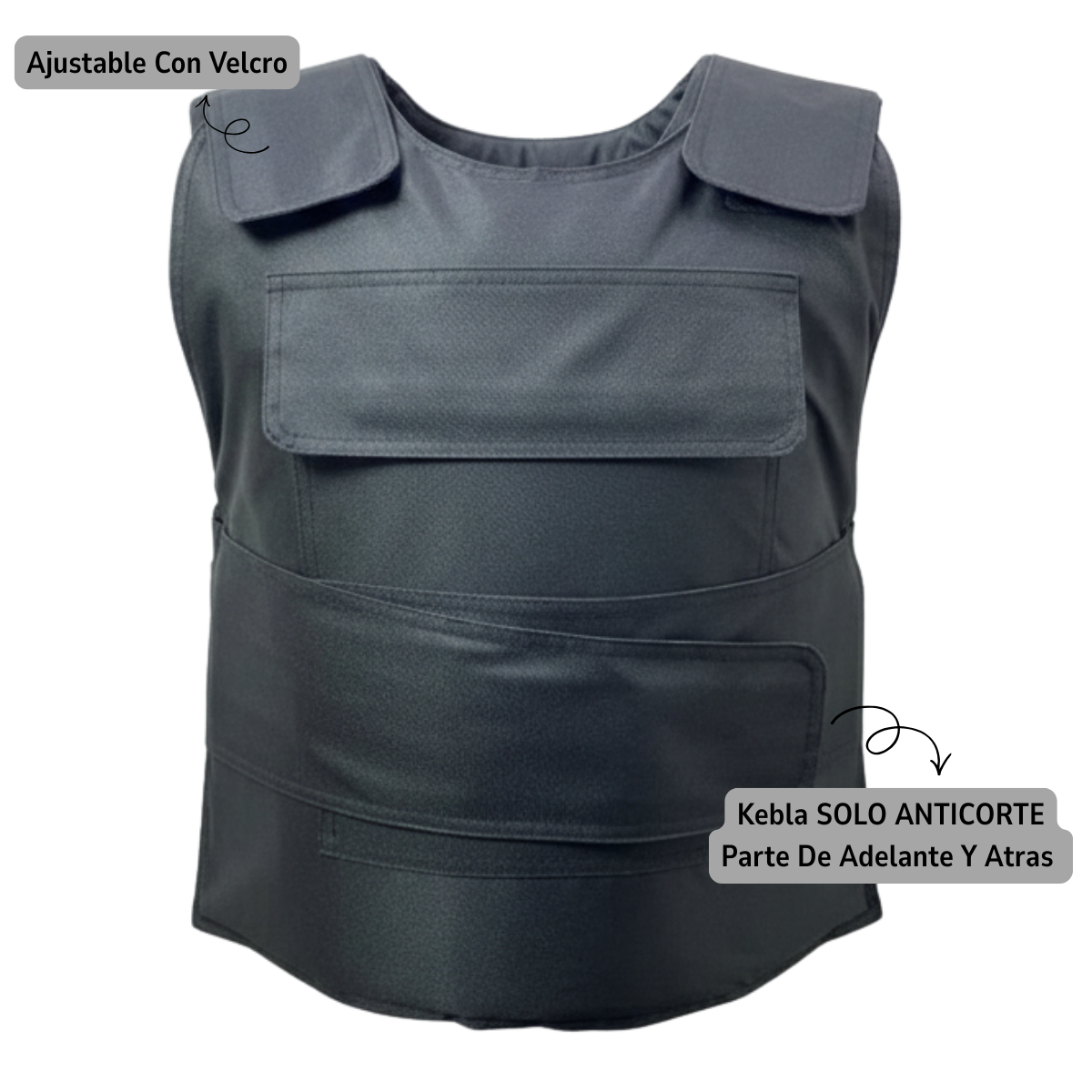 CHALECO DE SEGURIDAD TACTICO ANTI CORTE AJUSTABLE GUARDIAS NEGRO TALLA UNICA - 3