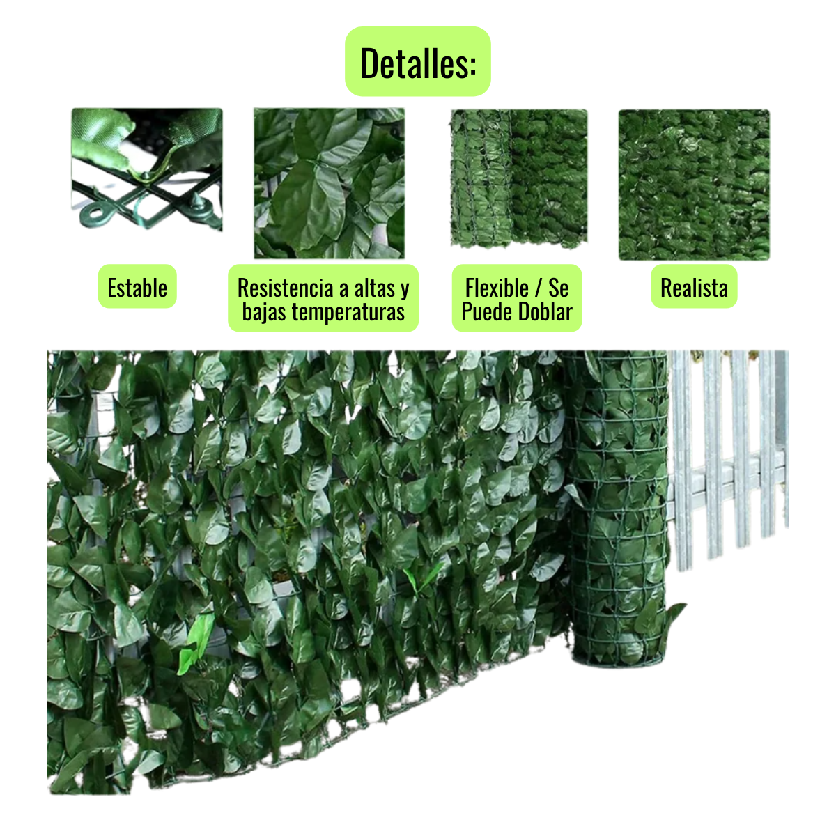 PACK 2 MALLAS CERCA DE HOJAS PLANTA ENREDADERA ARTIFICIAL JARDIN 100X300 CM - 3