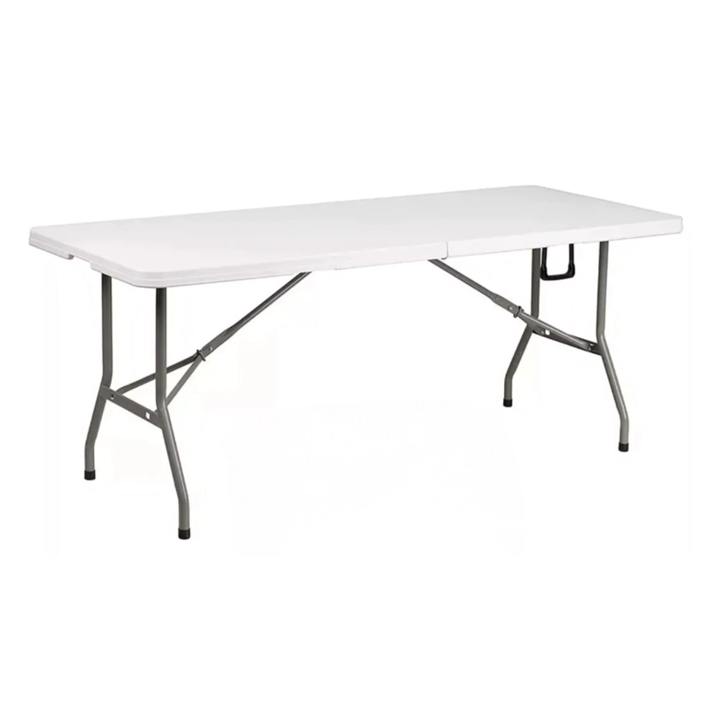 MESA PLEGABLE 1.8 MTS TIPO MALETA PORTATIL CAMPING JARDIN BLANCO - 4
