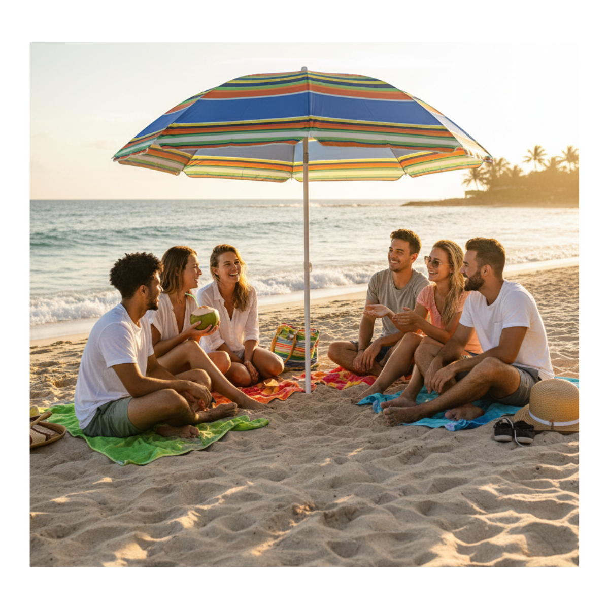 QUITASOL PARAGUAS PLAYA PROTECCION UV SOMBRILLA VERANO 150CM MIX COLORES - 1