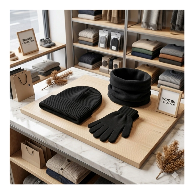 SET INVIERNO TERMICO 3 EN 1 GORRO POLAR + CUELLO + GUANTES LANA - 1
