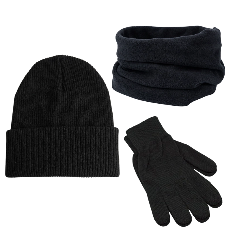 SET INVIERNO TERMICO 3 EN 1 GORRO POLAR + CUELLO + GUANTES LANA - 2