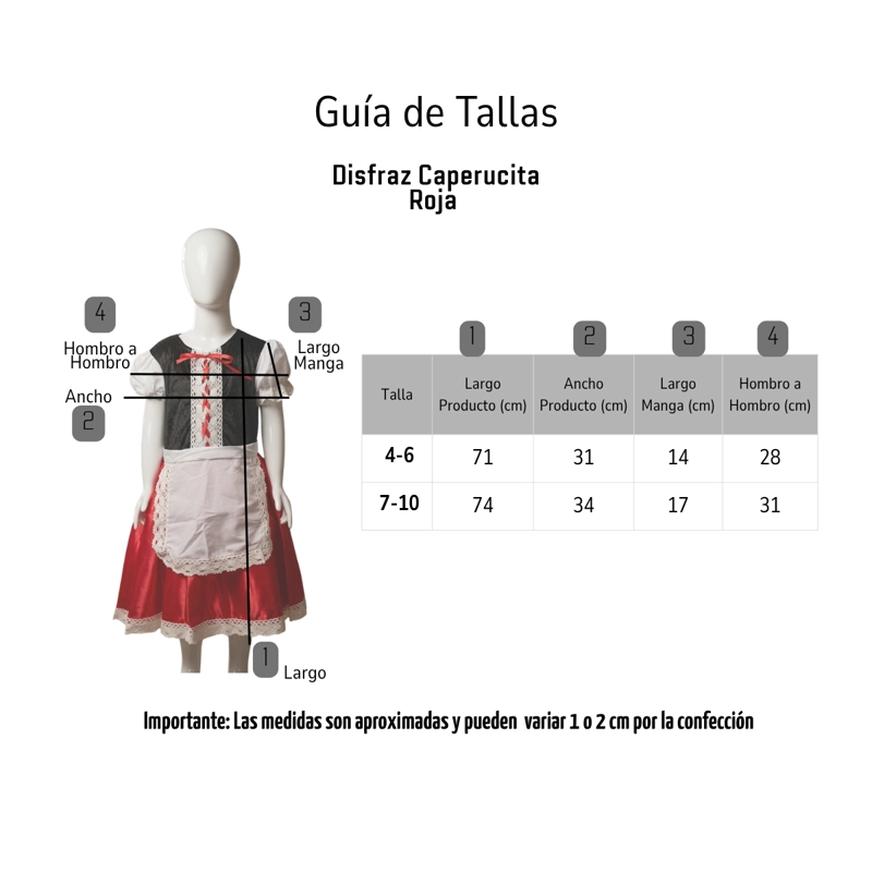 TRAJE DE CAPERUCITA ROJA CON ENCAJE Y CAPA ROJA BRILLANTE - 5