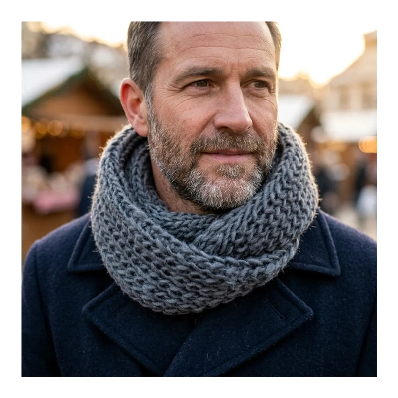 BUFANDA CUELLO ESTILO PUNTO INGLE S LANA INVIERNO ABRIGADO - 1