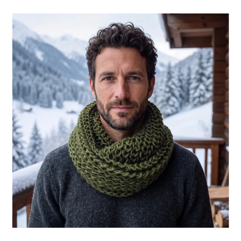 BUFANDA CUELLO ESTILO PUNTO INGLE S LANA INVIERNO ABRIGADO - 1