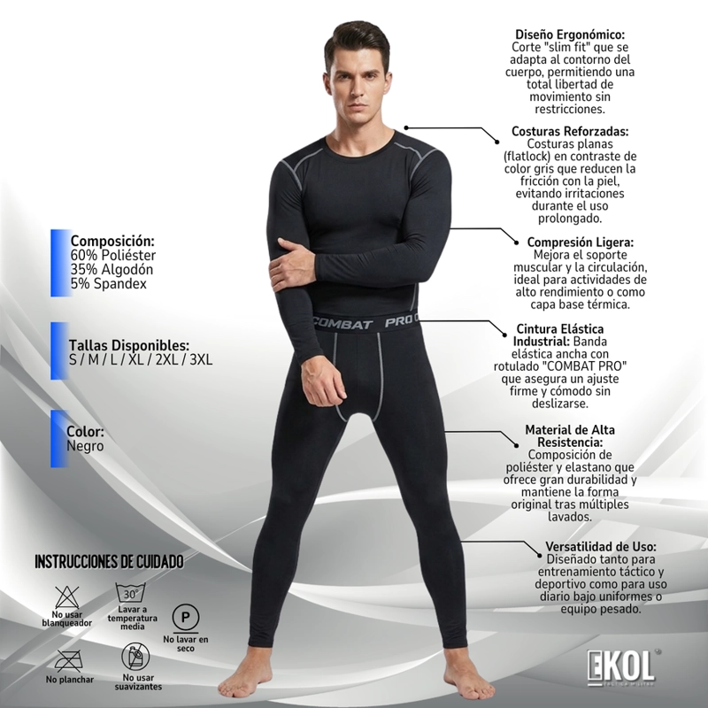 CONJUNTO PRIMERA CAPA TACTICA COMBAT PRO - TE RMICO Y COMPRESION - 3
