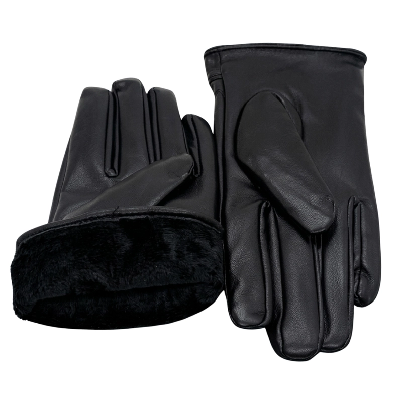 GUANTES DE INVIERNO PARA MUJER EN CUERO SINTE TICO MATE CON FORRO TE RMICO Y AJUSTE ELASTICO - 4
