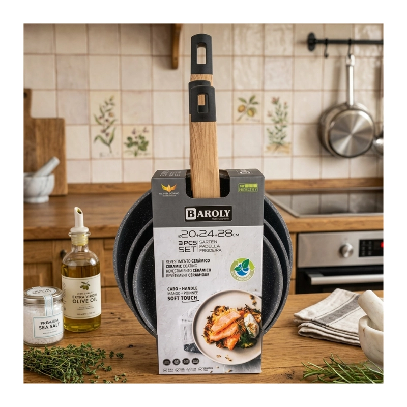 PACK 3 SARTEN 20, 24 Y 28 CM SET DE SARTENES CERAMICOS - 1