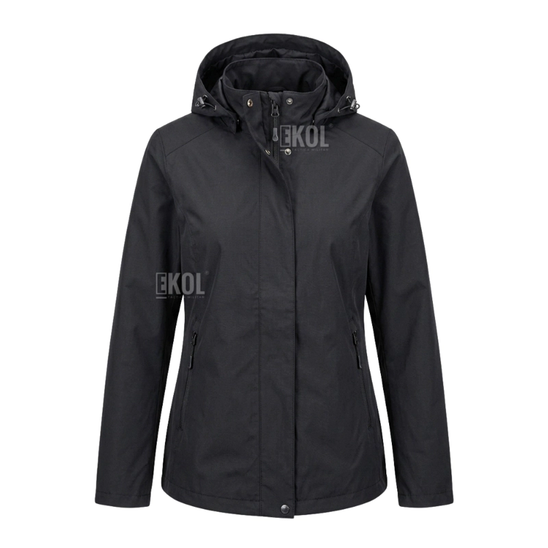 CHAQUETA CORTAVIENTO MUJER CON CAPUCHA AJUSTABLE Y CUELLO ALTO - 2