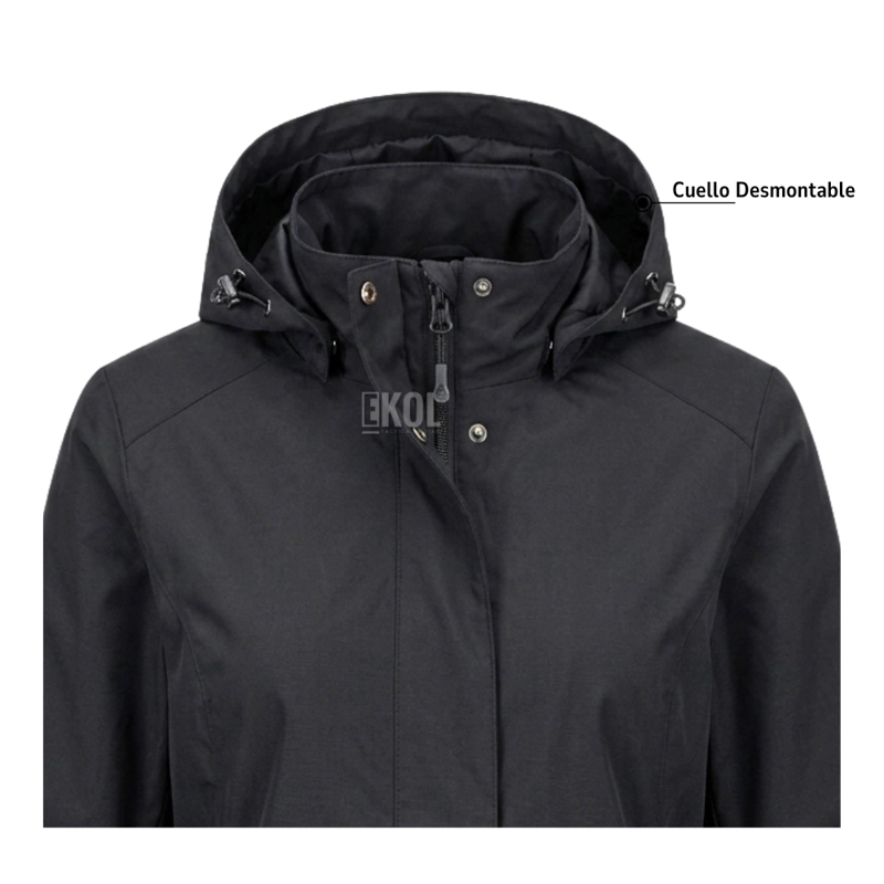 CHAQUETA CORTAVIENTO MUJER CON CAPUCHA AJUSTABLE Y CUELLO ALTO - 3