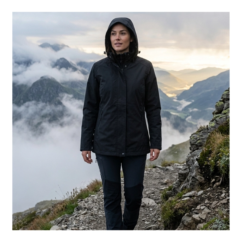 CHAQUETA CORTAVIENTO MUJER CON CAPUCHA AJUSTABLE Y CUELLO ALTO - 9