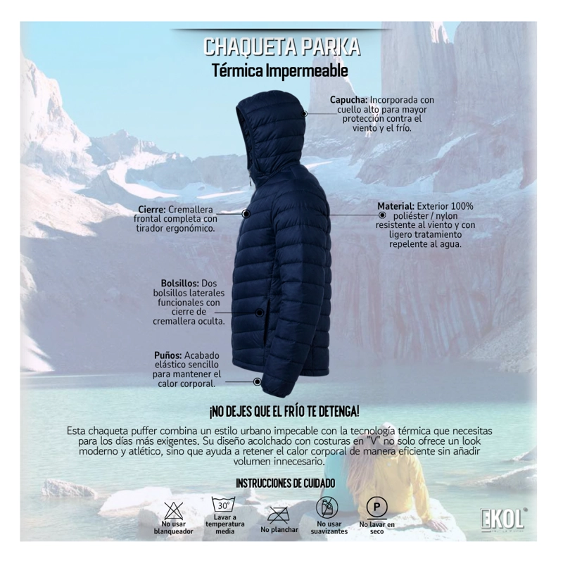 CHAQUETA PARKA TE RMICA AZUL COMODIDAD Y CALCE PERFECTO - 5
