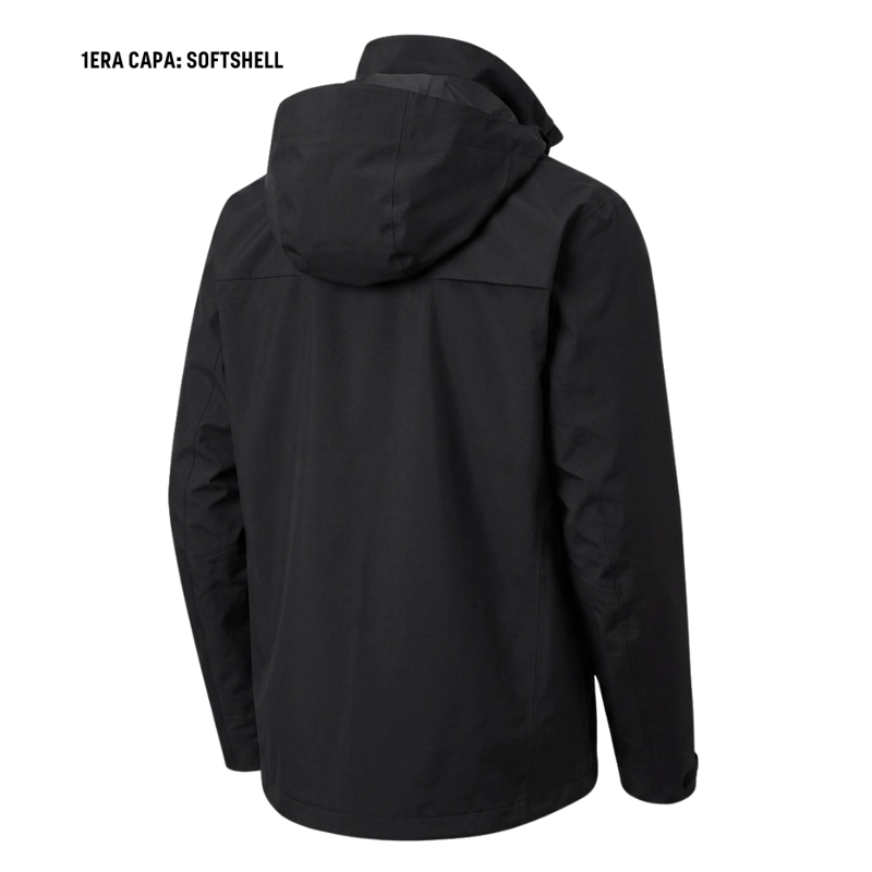 CHAQUETA DOBLE CORTAVIENTO CON FORRO POLAR NEGRA TÉRMICA - 5