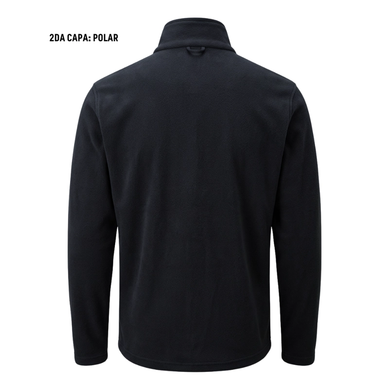 CHAQUETA DOBLE CORTAVIENTO CON FORRO POLAR NEGRA TÉRMICA - 7