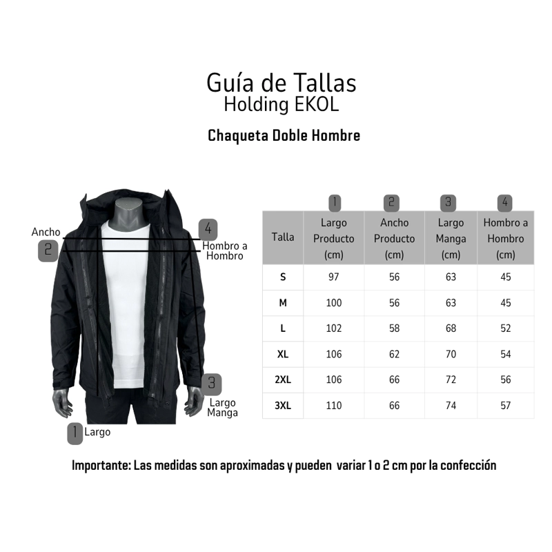 CHAQUETA DOBLE CORTAVIENTO CON FORRO POLAR NEGRA TÉRMICA - 9