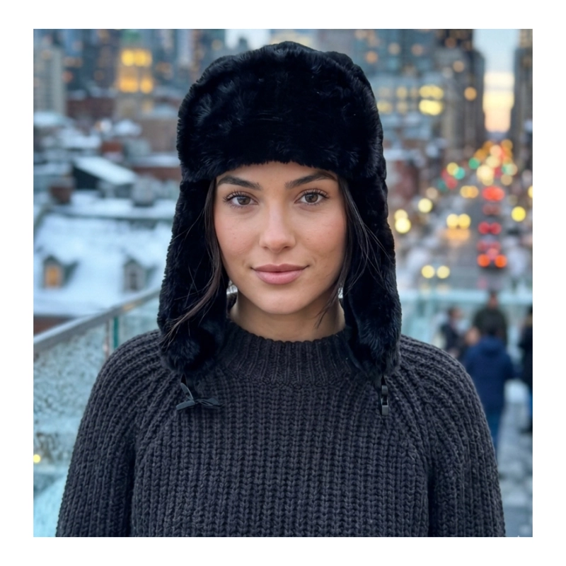 GORRO RUSO USHANKA CON OREJERAS PELUDO TERMICO INVIERNO MUJER - 1