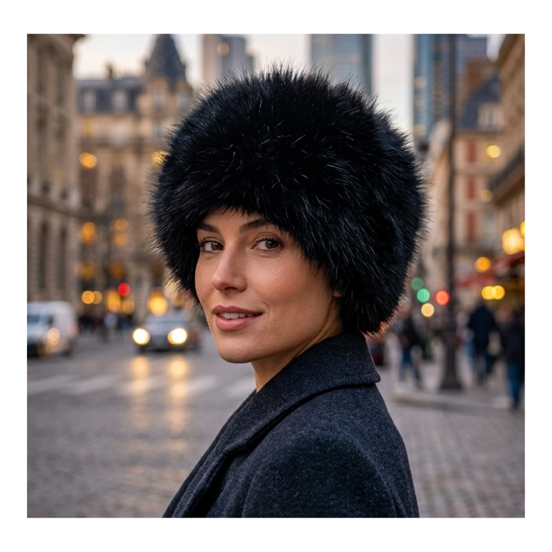 GORRO PELUDO TIPO COSACO PARA MUJER ACCESORIO DE INVIERNO ELEGANTE - 8