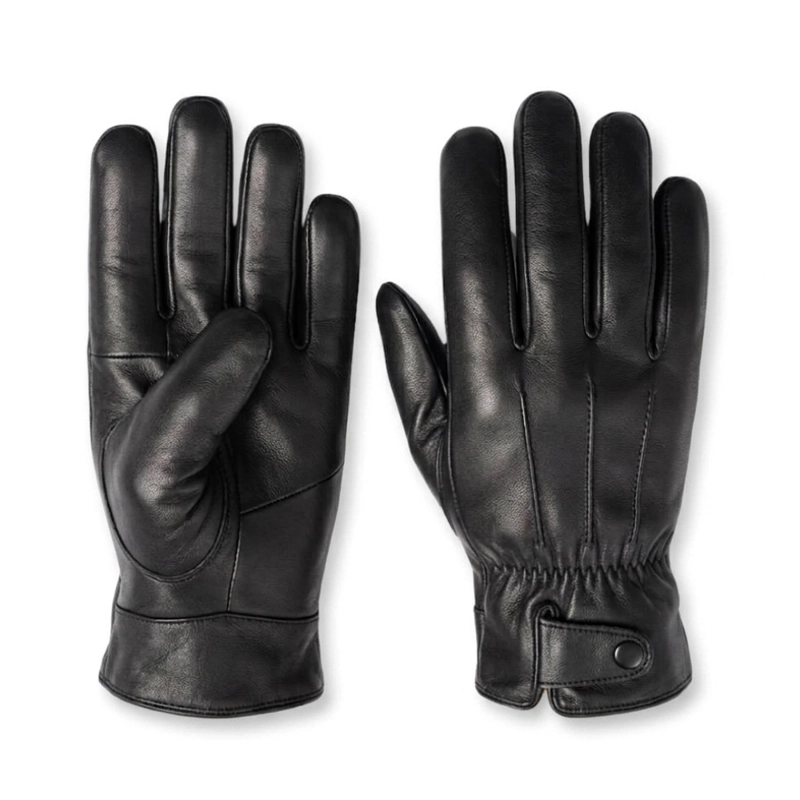 GUANTES DE CUERO CON AJUSTE DE BOTON Y ELASTICO CLASICOS ELEGANTES PARA HOMBRE INVIERNO - 2