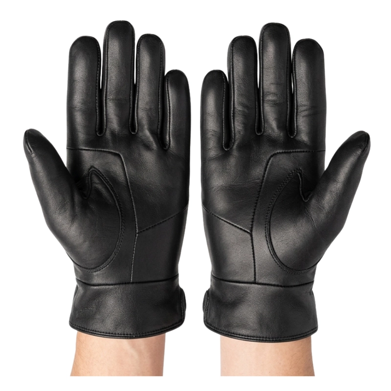 GUANTES DE CUERO CON AJUSTE DE BOTON Y ELASTICO CLASICOS ELEGANTES PARA HOMBRE INVIERNO - 4