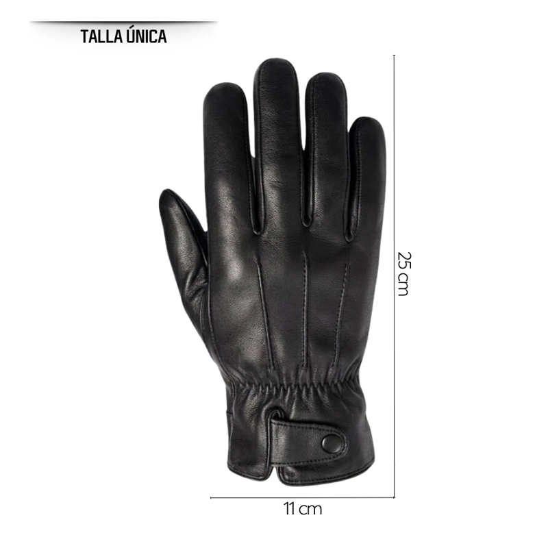 GUANTES DE CUERO CON AJUSTE DE BOTON Y ELASTICO CLASICOS ELEGANTES PARA HOMBRE INVIERNO - 6