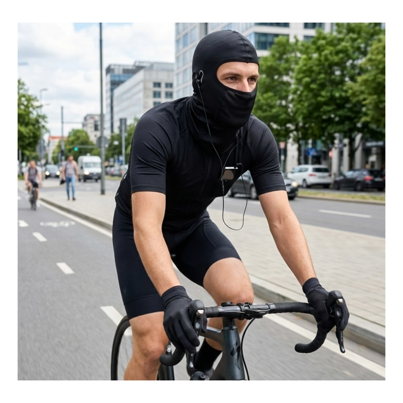 SET ANTIVIENTO MOTO BALACLAVA CON ORIFICIO AURICULAR Y GUANTES - 10