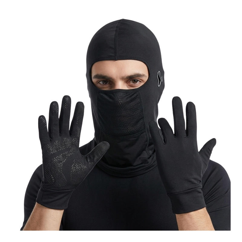SET ANTIVIENTO MOTO BALACLAVA CON ORIFICIO AURICULAR Y GUANTES - 2