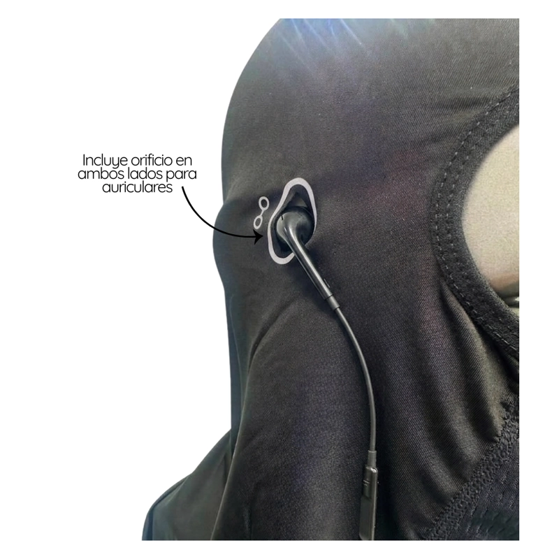 SET ANTIVIENTO MOTO BALACLAVA CON ORIFICIO AURICULAR Y GUANTES - 5