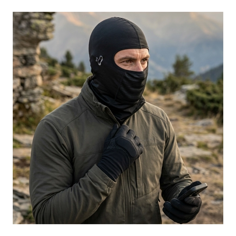 SET ANTIVIENTO MOTO BALACLAVA CON ORIFICIO AURICULAR Y GUANTES - 9