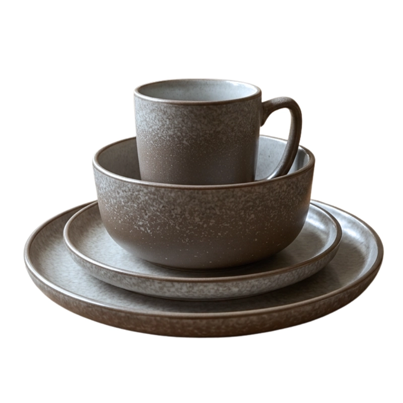SET DE VAJILLA COMPLETO 16 PIEZAS STONEWARE DISEÑO ORGANICO - 3