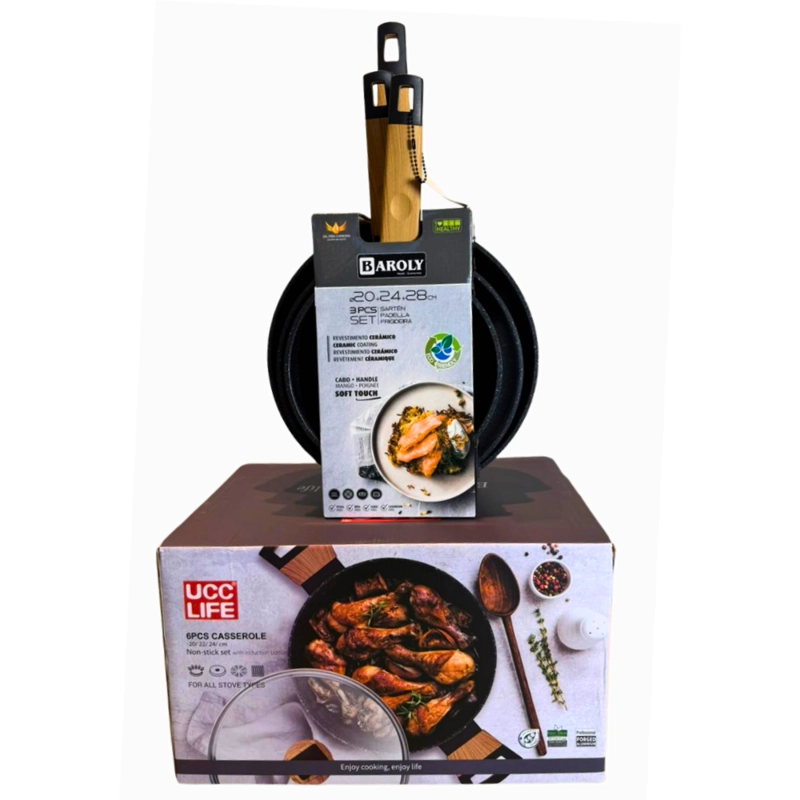 SET COCINA PREMIUM ANTIADHERENTE CERAMICO OLLAS Y SARTENES - 2
