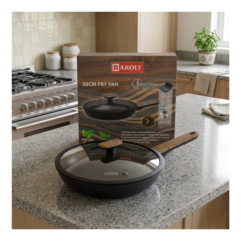 SARTE N DE ALUMINIO ANTIADHERENTE BAROLY 28CM CON TAPA PFOA FREE - 1