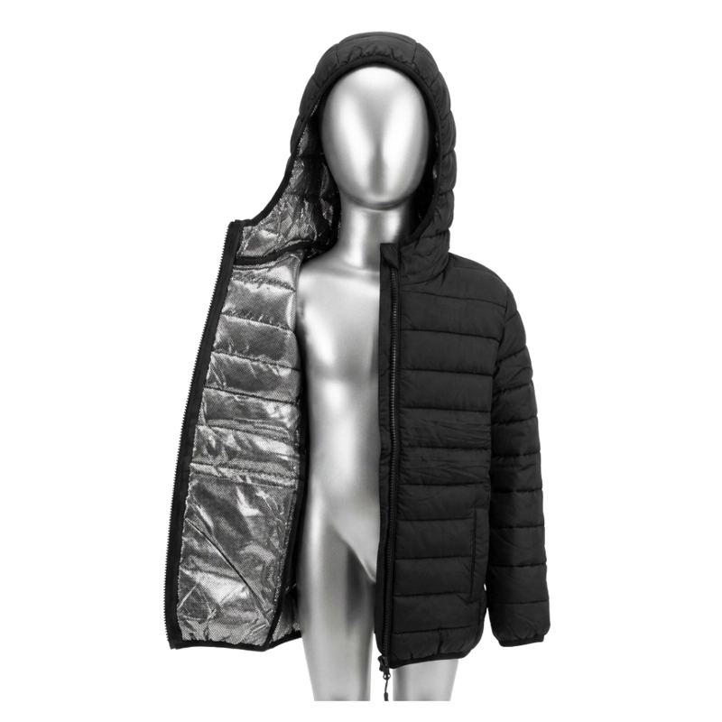 CHAQUETA PUFFER PARA NIÑOS CON FORRO TE RMICO REFLECTANTE Y CAPUCHA NEGRA - 2
