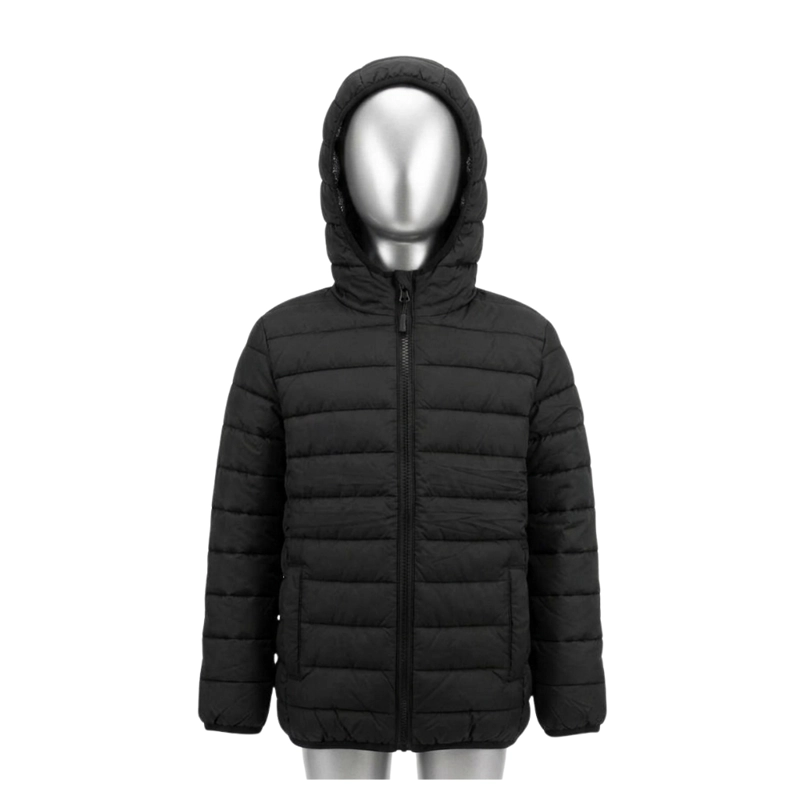CHAQUETA PUFFER PARA NIÑOS CON FORRO TE RMICO REFLECTANTE Y CAPUCHA NEGRA - 3