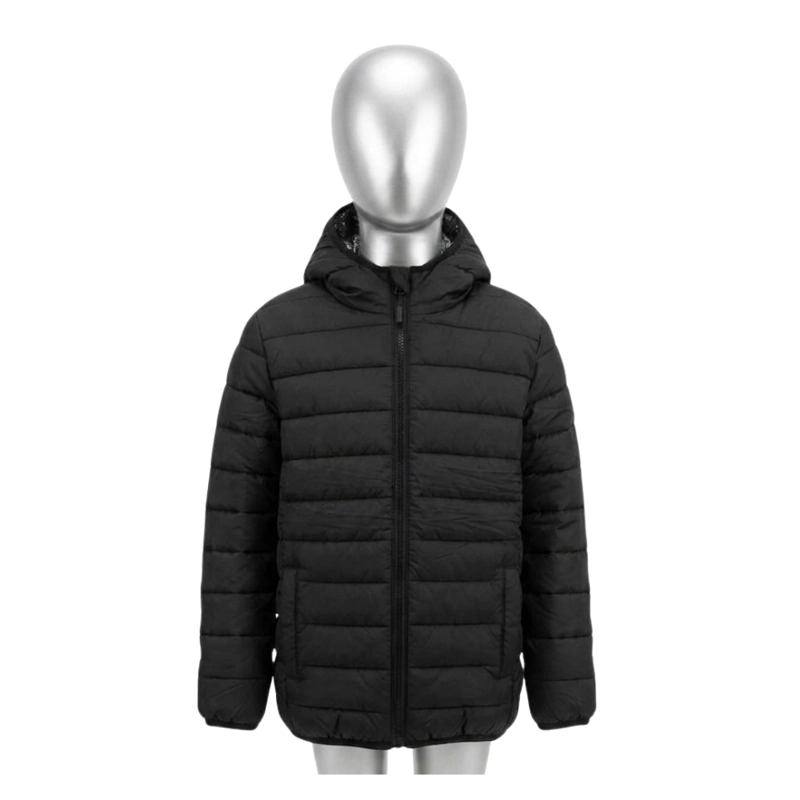 CHAQUETA PUFFER PARA NIÑOS CON FORRO TE RMICO REFLECTANTE Y CAPUCHA NEGRA - 4