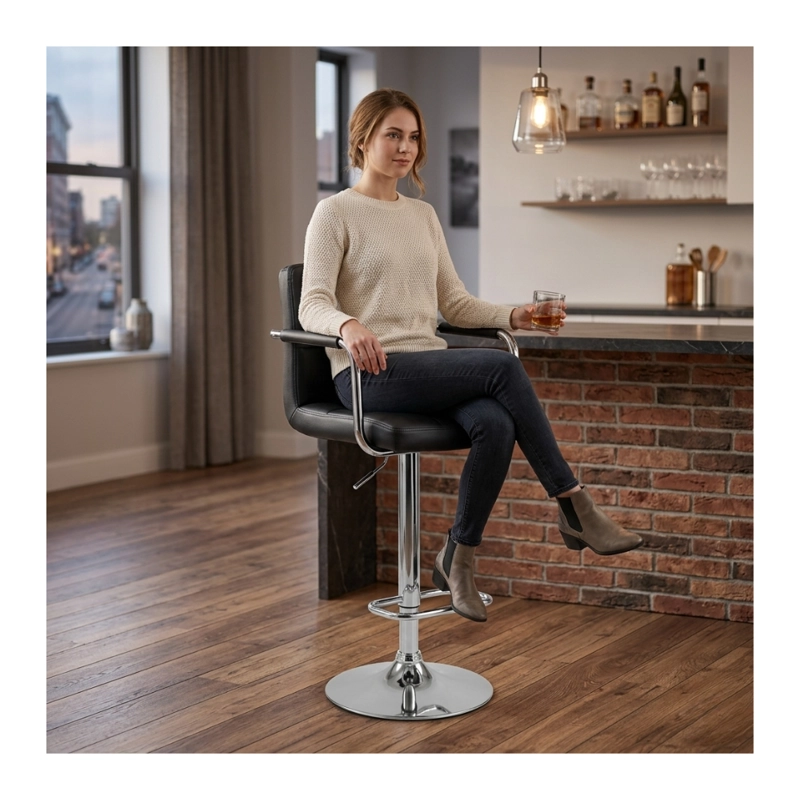PISO DE BAR PREMIUM CAPITONE  CON RESPALDO LUMBAR Y BRAZOS - 9