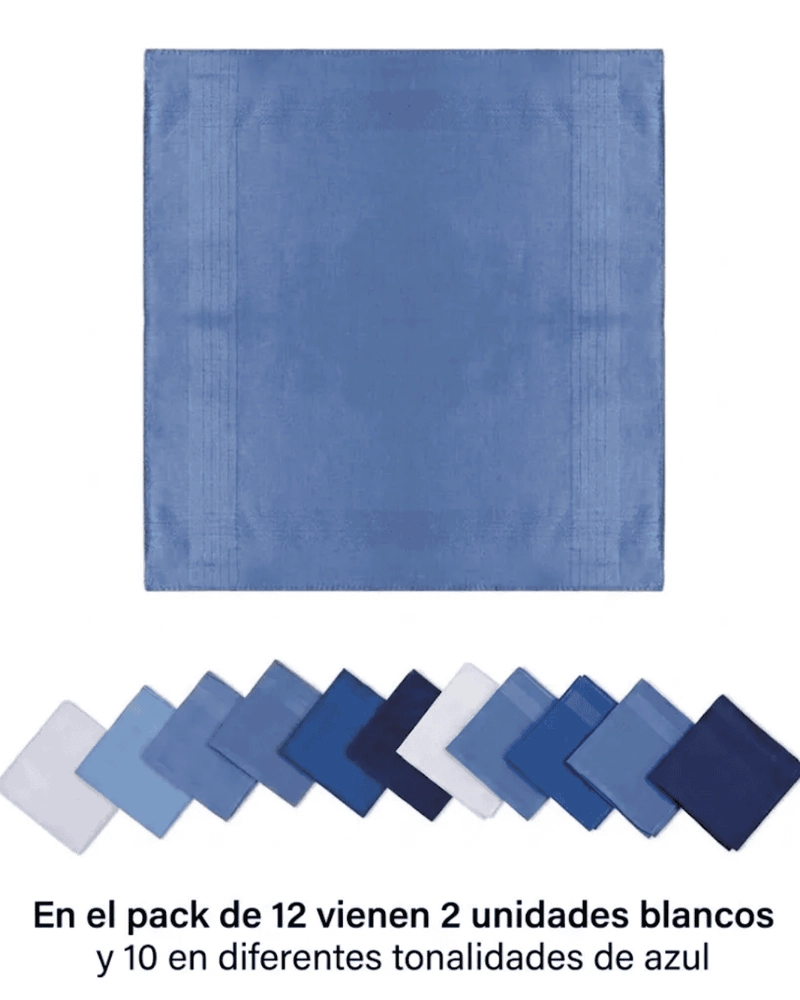 PAÑUELOS PARA HOMBRE 100% ALGODON 12 UND 40X40 PREMIUM - 3
