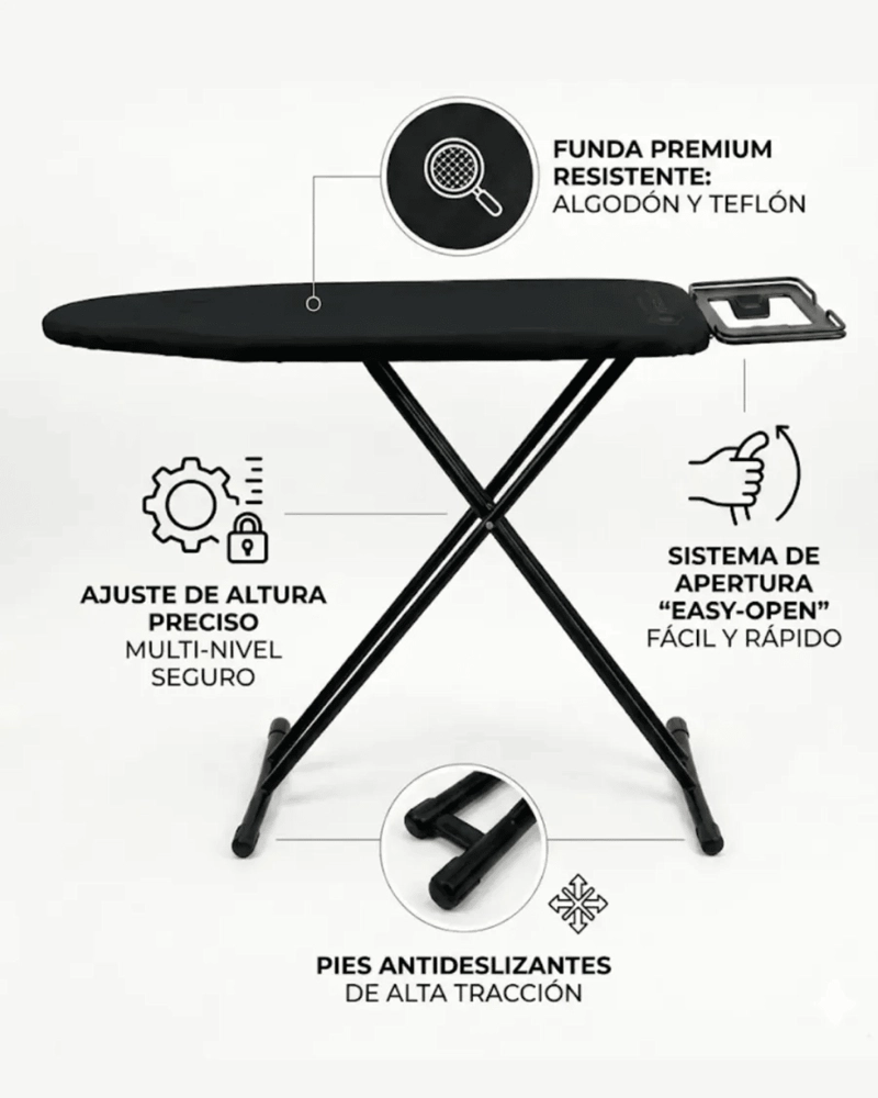 TABLA DE PLANCHAR CON REJILLA MESA PLEGABLE BASICA PREMIUM - 4