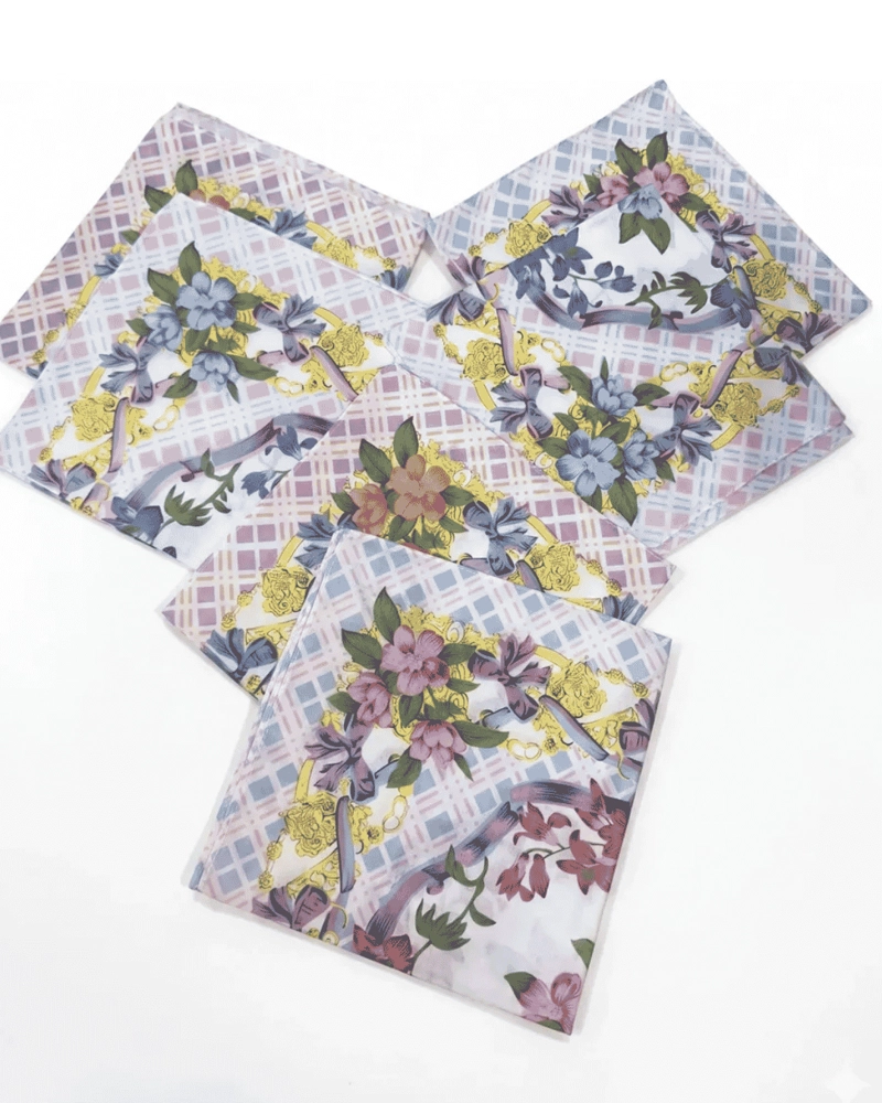 PAÑUELOS BLANCOS CON FLORES PACK 12 UND 100% ALGODON - 4