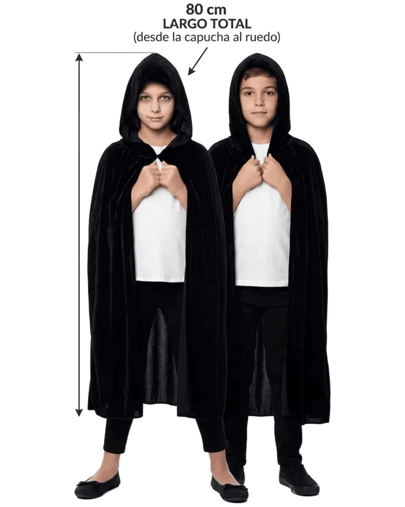 CAPA NEGRA CON GORRO DISFRAZ NIÑO HALLOWEEN 80CMS - 2