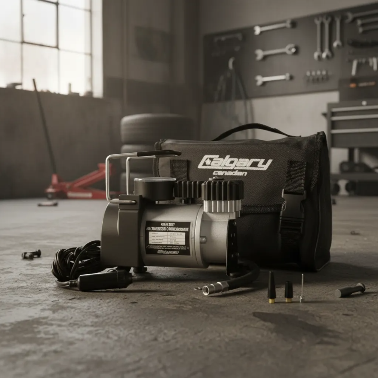 COMPRESOR DE AIRE CALGARY PARA AUTO 12V 150 PSI PORTÁTIL - 8