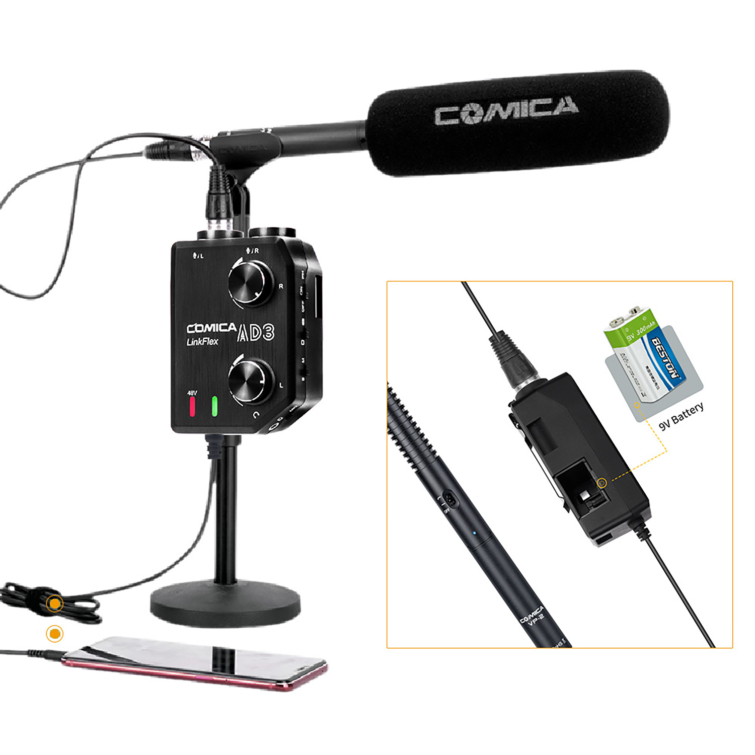 MIXER PREAMPLIFICADOR COMICA AX3 PARA CELULARES Y DSLR - 4